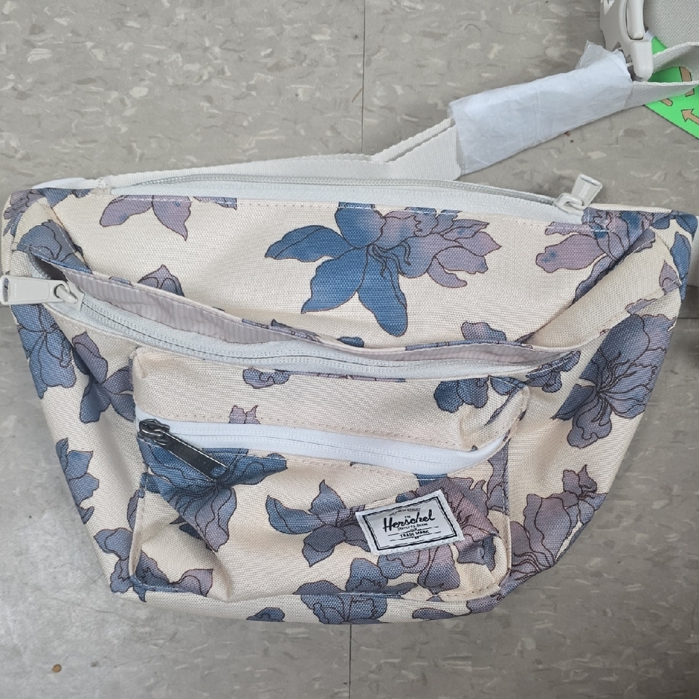Herschel Supply Company Cream and Blue Floral Crossbody Bag